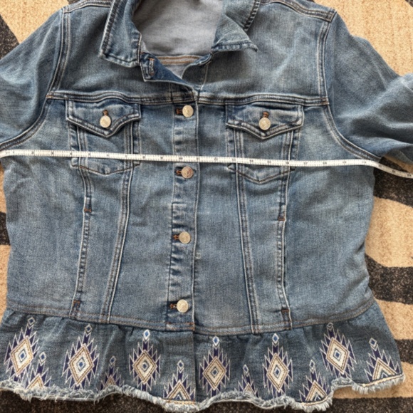 Chicos Embroidered Peplum Denim Jacket - Picture 7 of 9